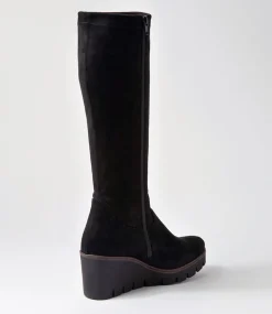 Chloette Schwarz Suede Knee High Boots