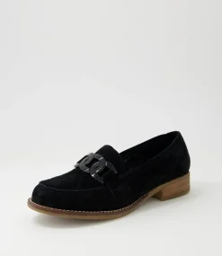 Corina Black Suede Loafers