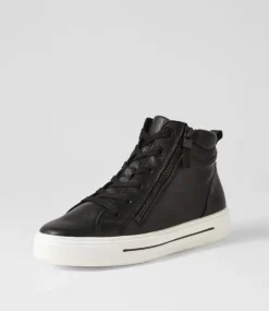 Courtyard 04 Schwarz Leather Lace Up Boots