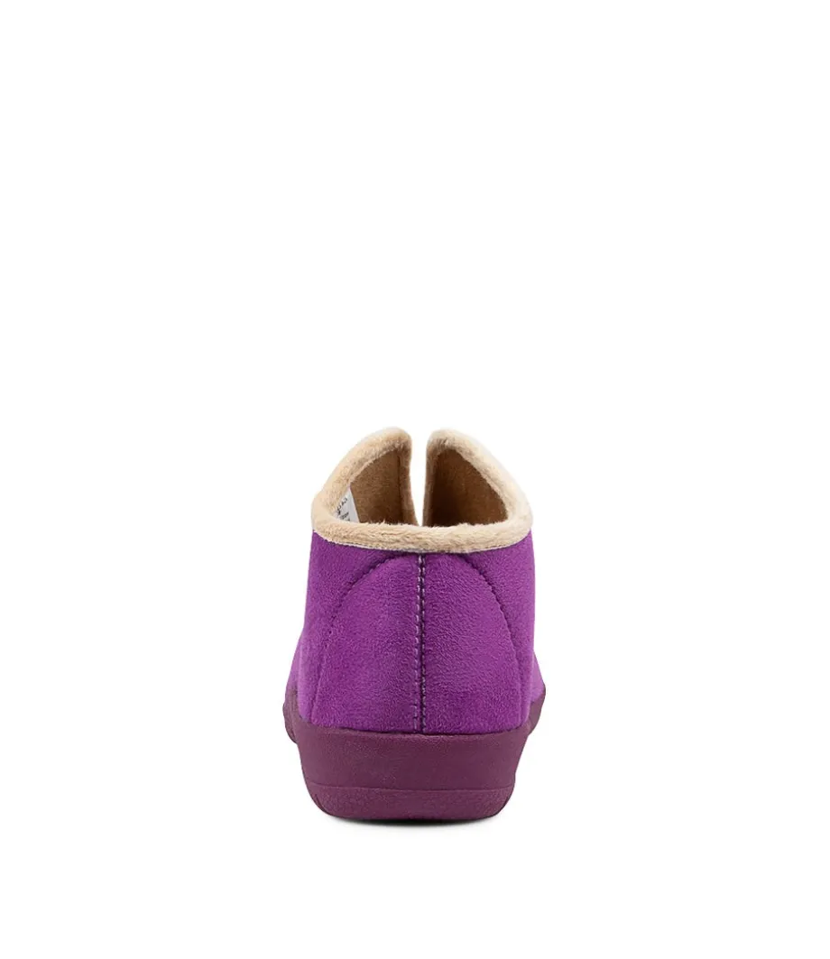 Cuddles W Purple Microsuede Slippers