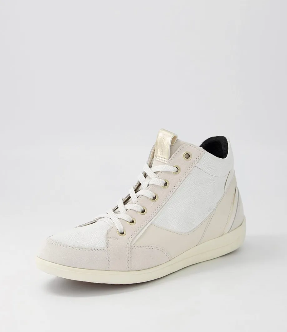 D Myria A Off White Suede Leather Sneakers