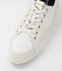 D Myria B Off White Leather Suede Sneakers