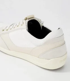 D Myria B Off White Leather Suede Sneakers