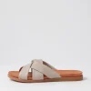 Dallas Light Taupe Leather Slides
