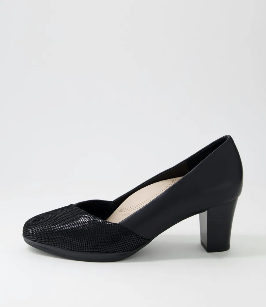 Denzil2 Black Scale Suede Leather Heels