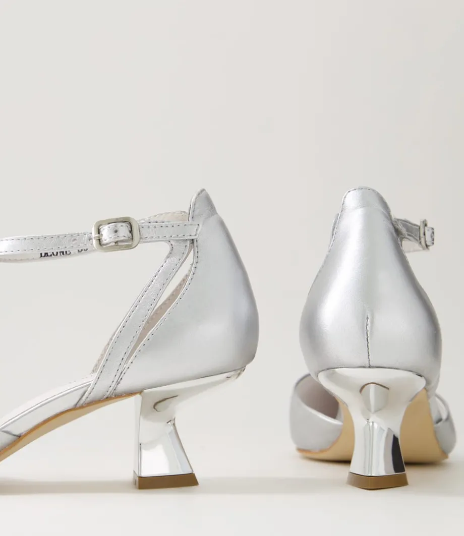 Deone Silver Leather Heels