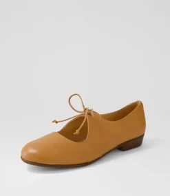 Dexta Dark Tan Leather Flat Shoes