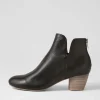 Dollars Black Natural Heel Leather Ankle Boots
