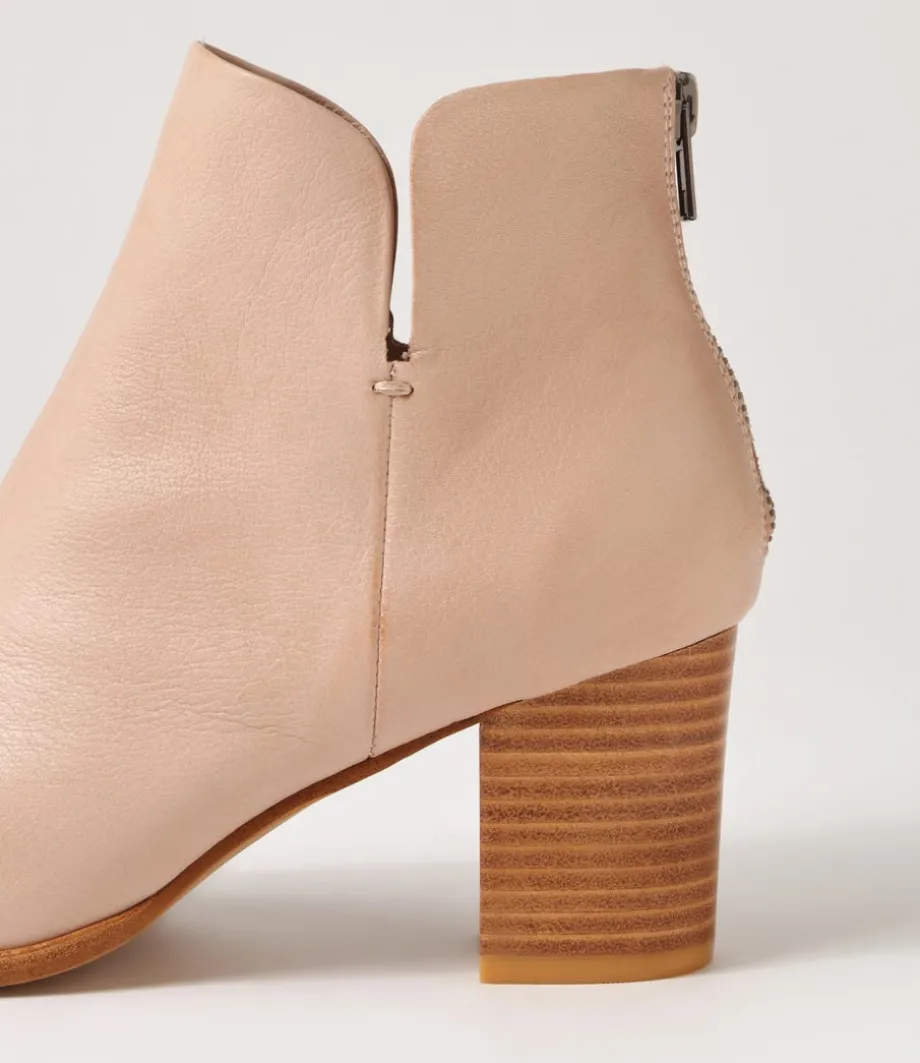 Duriel Cafe Natural Heel Leather Ankle Boots