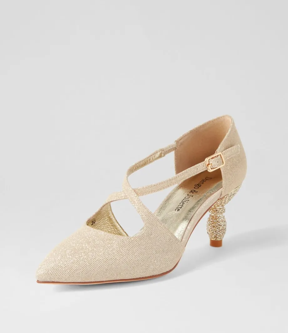 Electrik Pale Gold Sparkle Fabric Heels