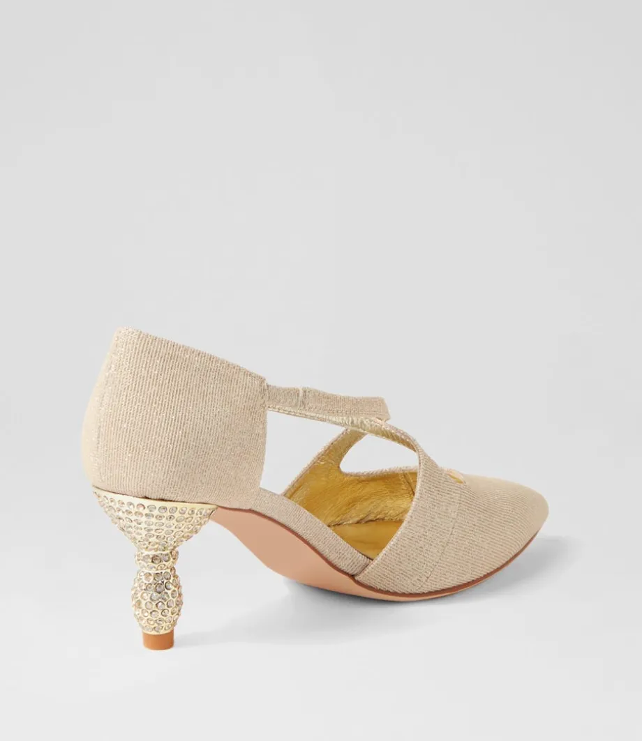Electrik Pale Gold Sparkle Fabric Heels