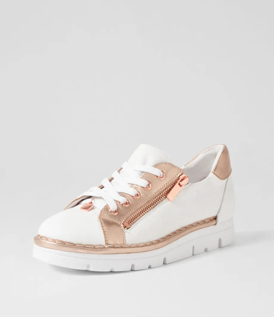 Elos White Pale Rose Gold Leather Sneakers