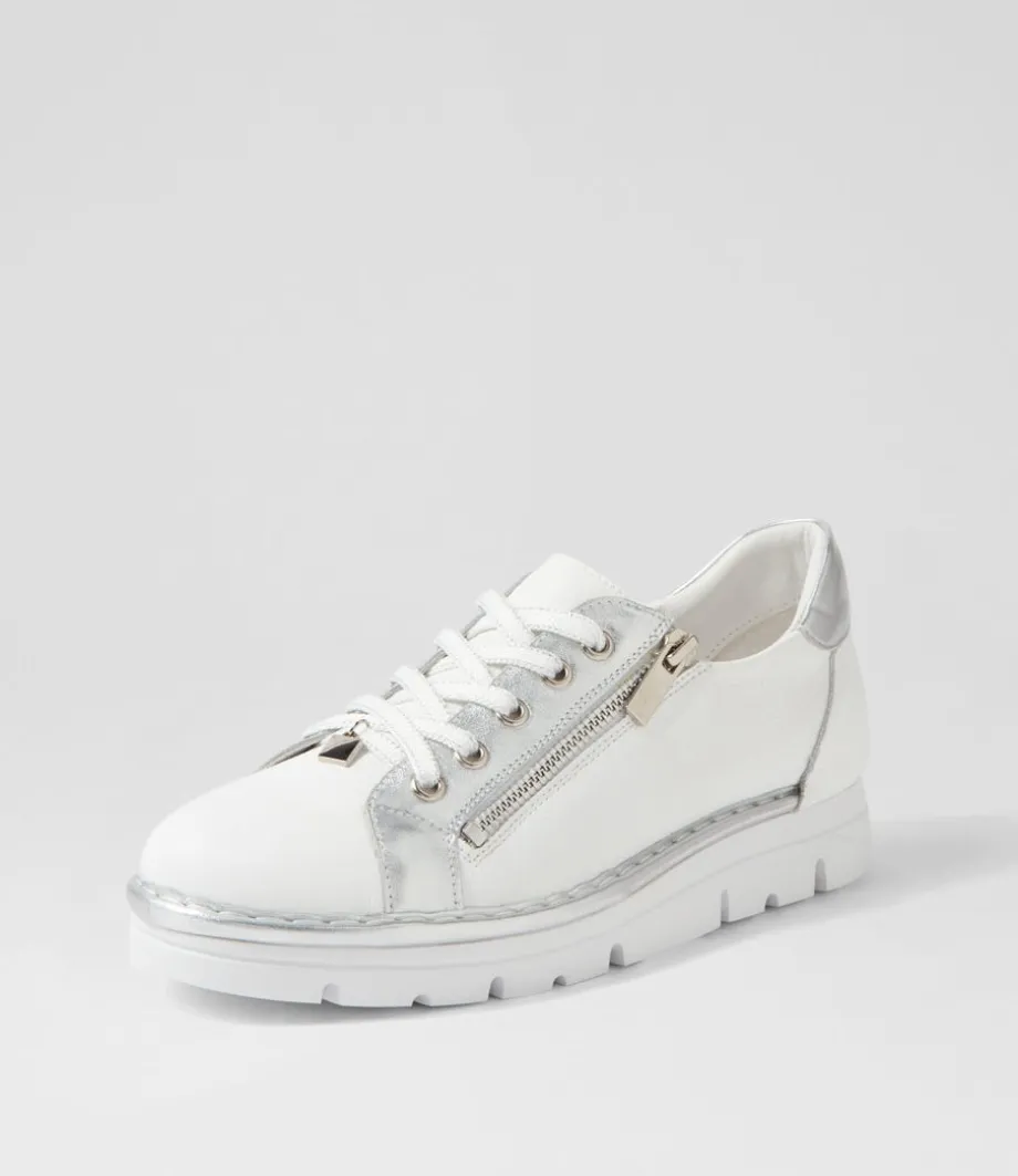 Elos White Silver Leather Sneakers