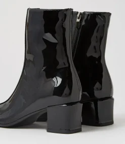 Eshal Black Patent Leather Ankle Boots