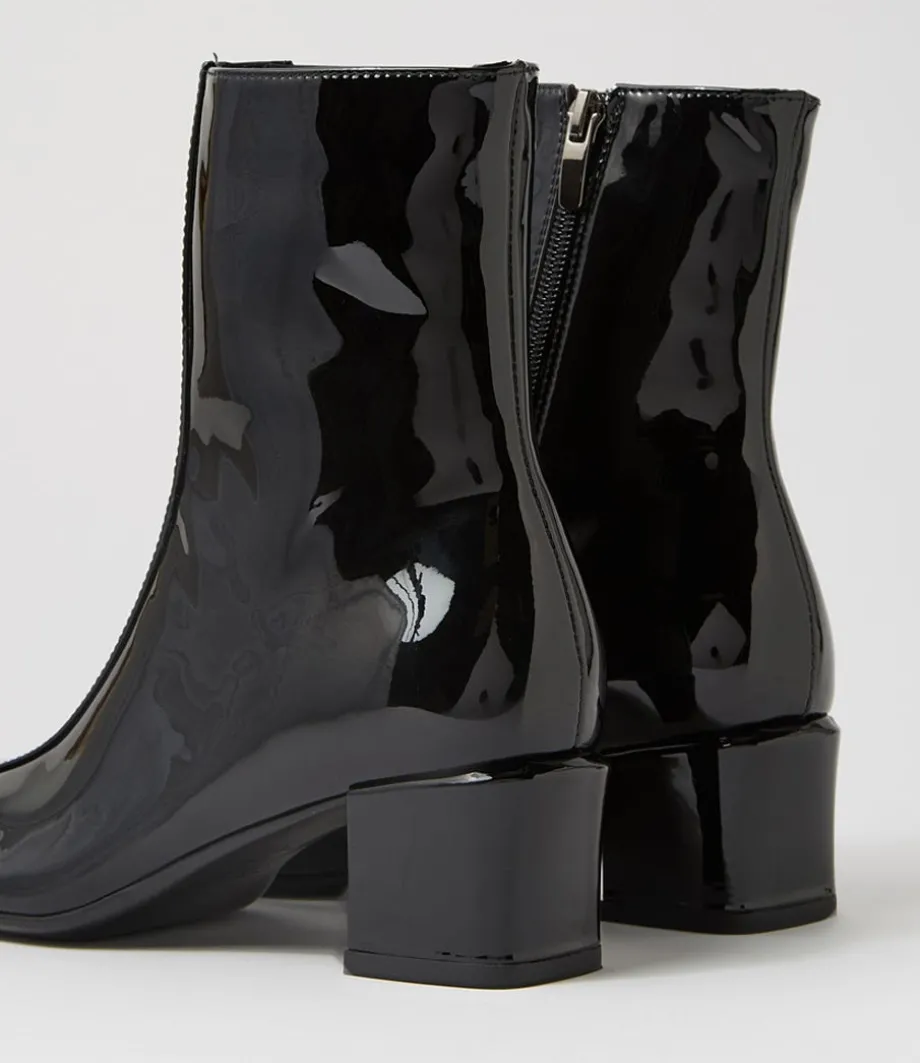Eshal Black Patent Leather Ankle Boots