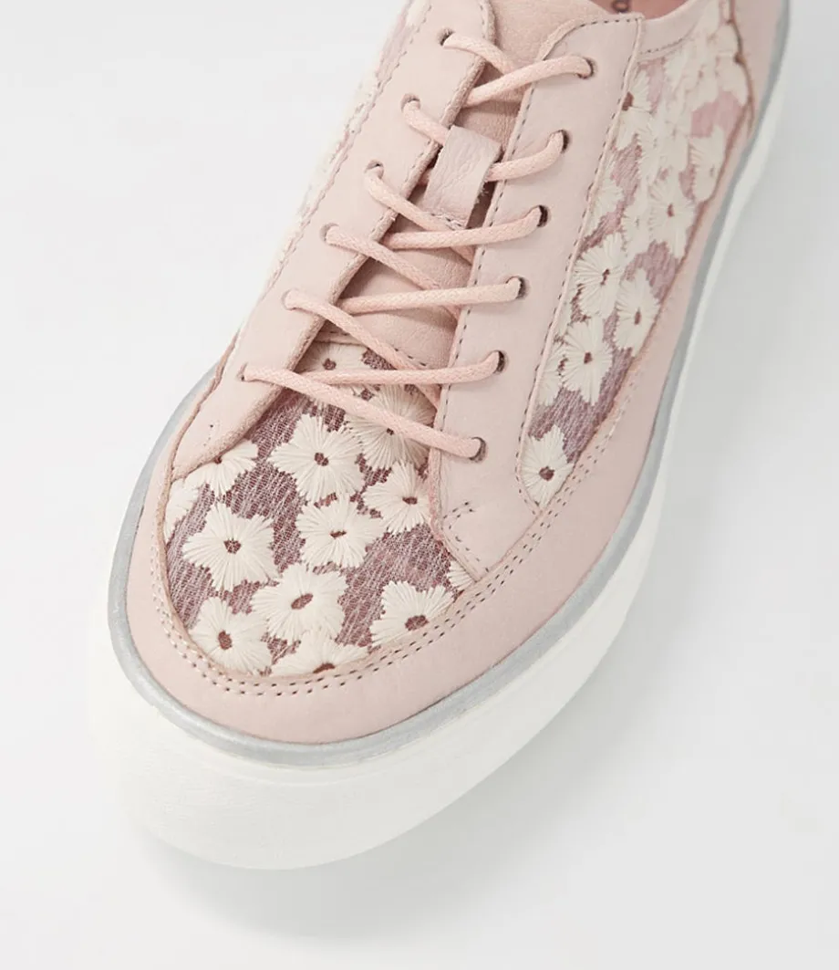 Faders Dusty Pink Leather Flower Sneakers