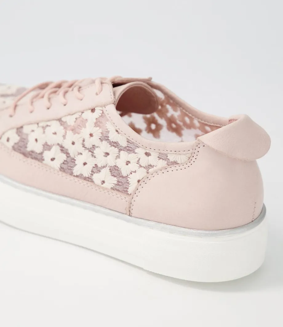 Faders Dusty Pink Leather Flower Sneakers