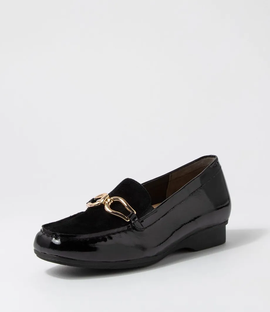 Fena Xf Black Patent Suede Loafers