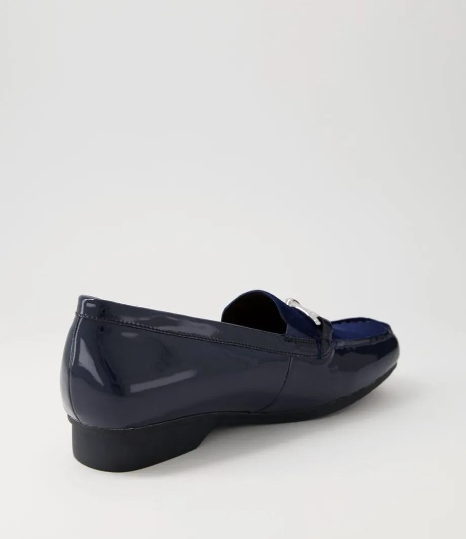 Fena Xf Navy Patent Suede Loafers