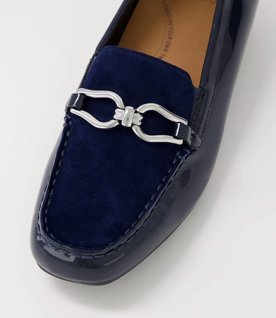 Fena Xf Navy Patent Suede Loafers