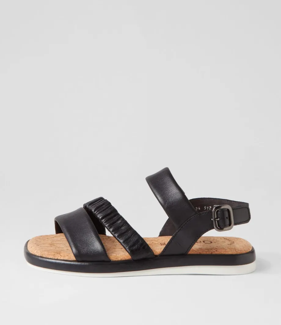 Fico Schwarz Leather Sandals