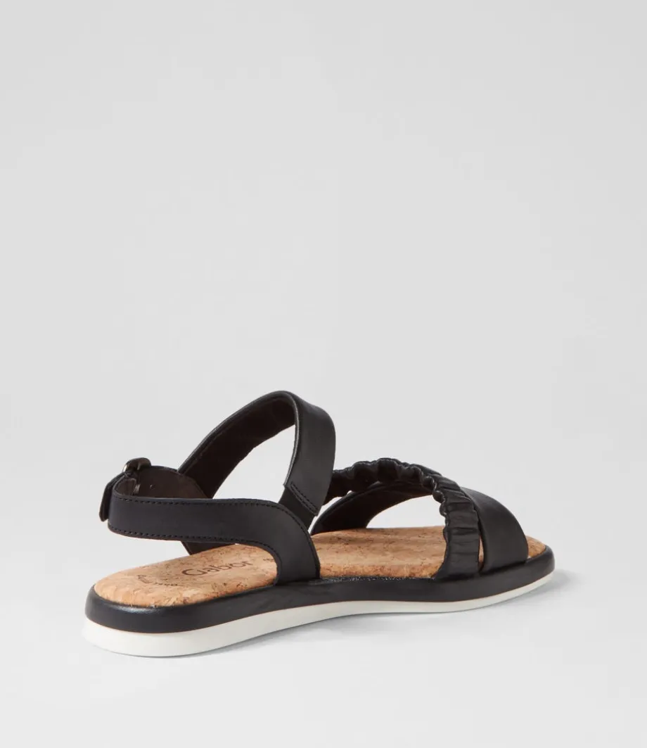 Fico Schwarz Leather Sandals