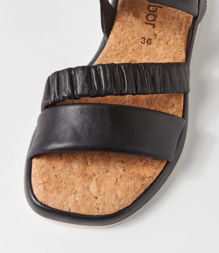 Fico Schwarz Leather Sandals