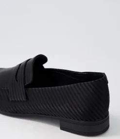 Gebeze Black Stripe Leather Loafers