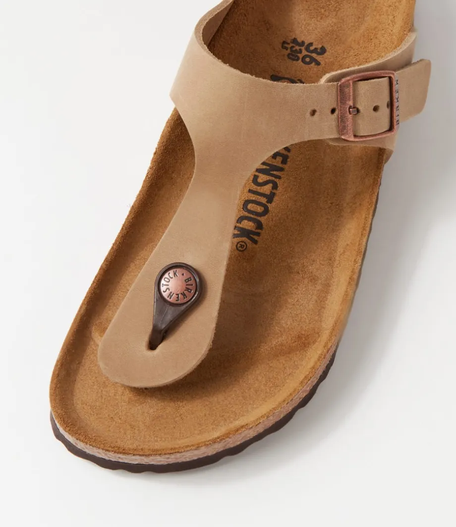 Gizeh Narrow W Tobacco Brown Oiled Leather Thongs
