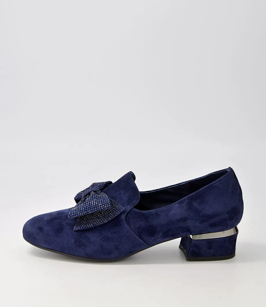 Grenada Navy Suede Jewels Heels
