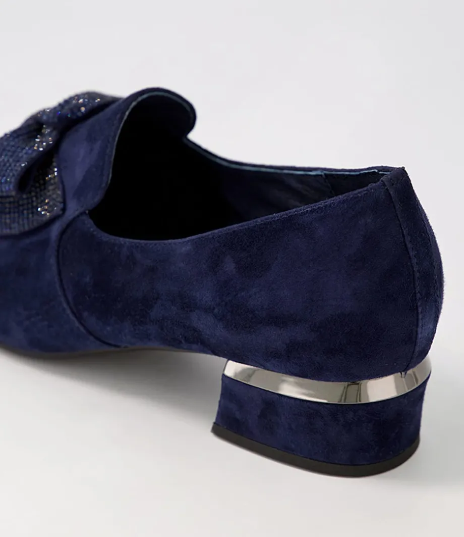 Grenada Navy Suede Jewels Heels
