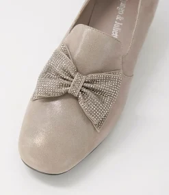Grenada Taupe Leather Jewels Heels