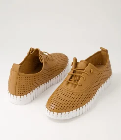 Haide Dark Tan White Leather Sneakers