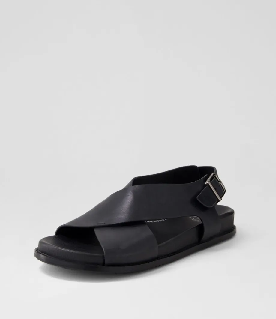 Hanako W Black Leather Sandals