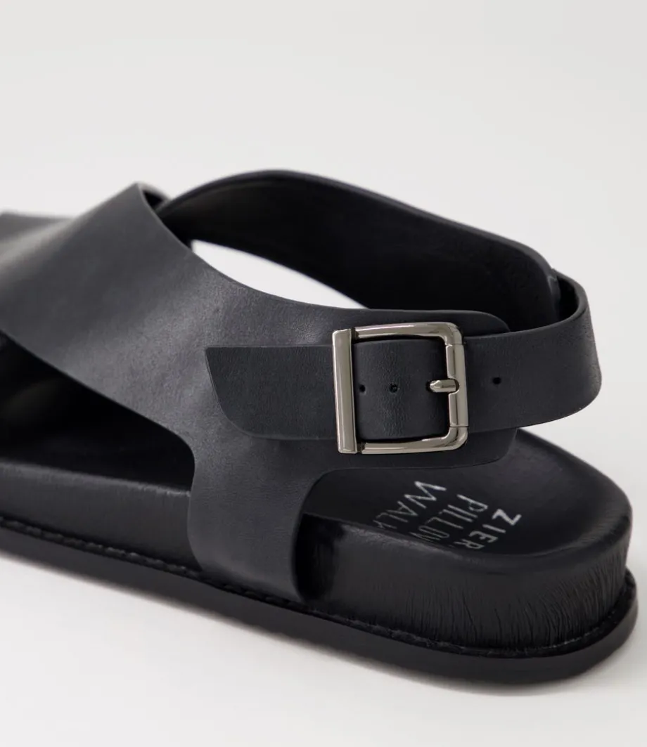 Hanako W Black Leather Sandals
