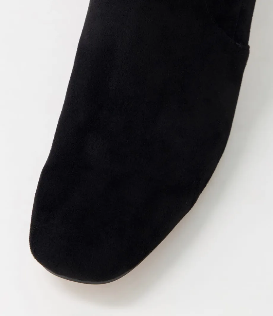 Hartful Black Stretch Microsuede Ankle Boots