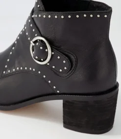 Hommes Black Leather Ankle Boots