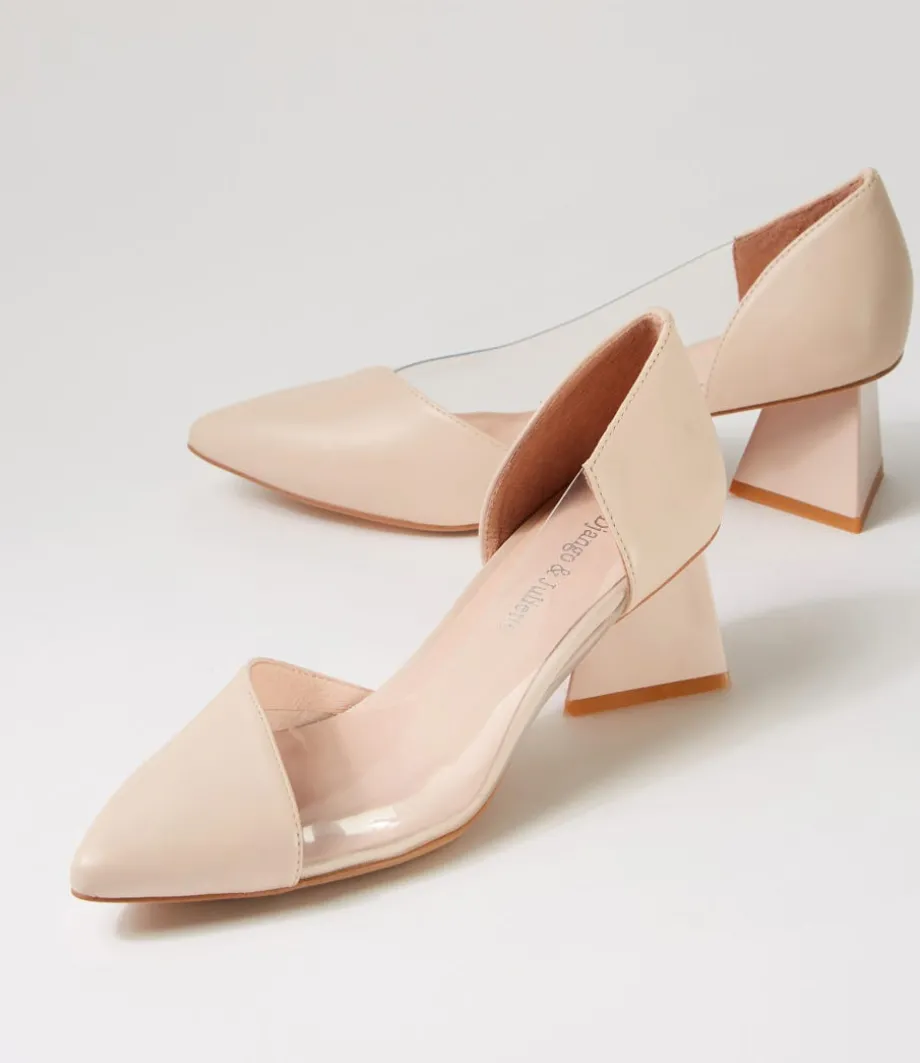 Islen Nude Clear Leather Vinylite Heels