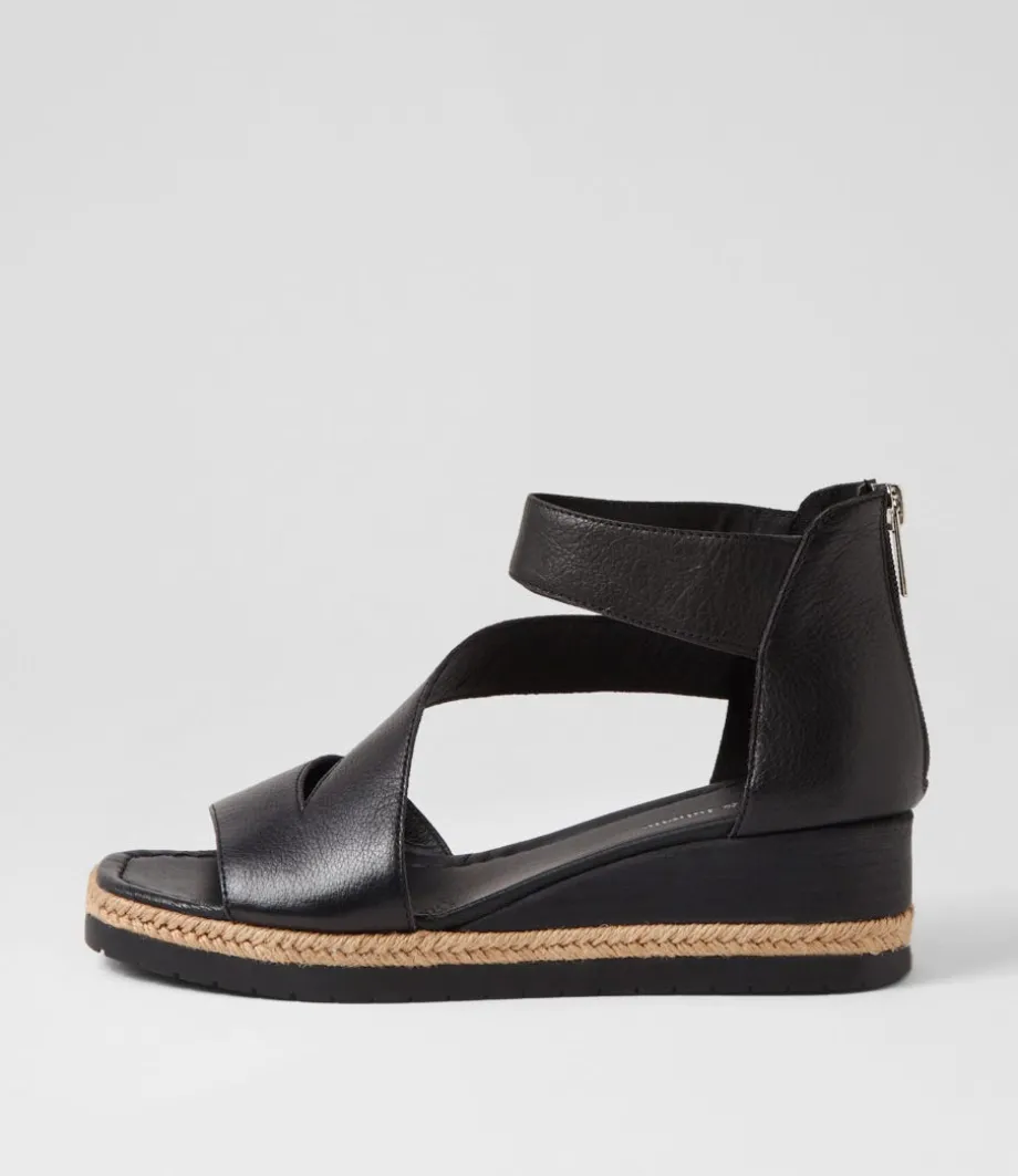 Ismet Black Leather Espadrilles