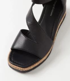 Ismet Black Leather Espadrilles