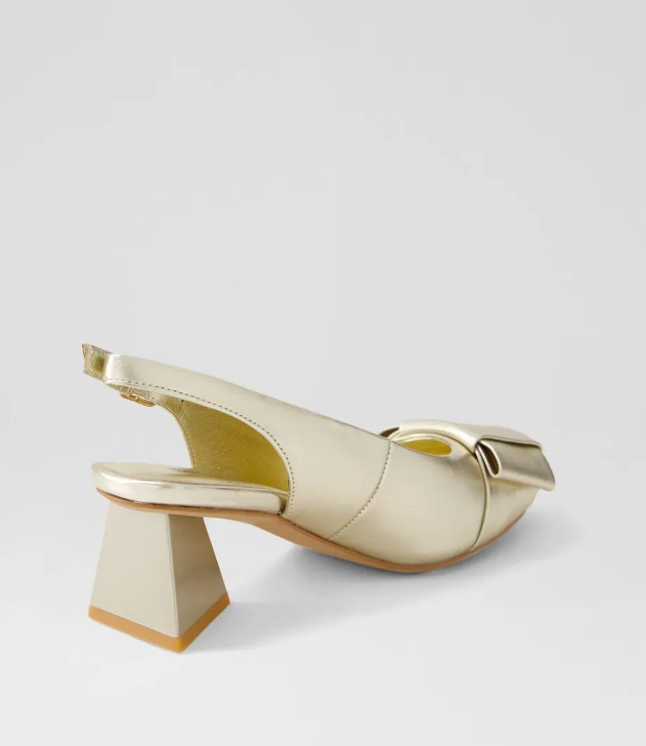 Itzel Pale Gold Leather Heels