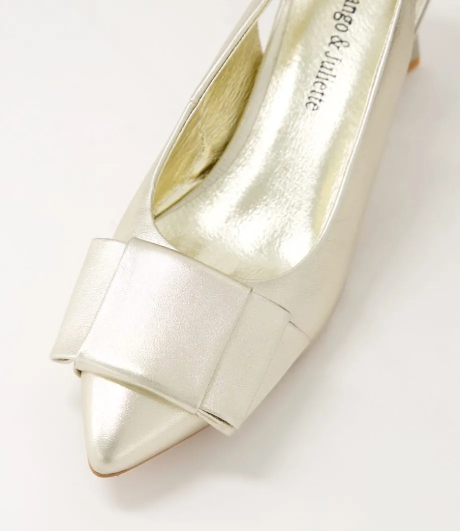Itzel Pale Gold Leather Heels
