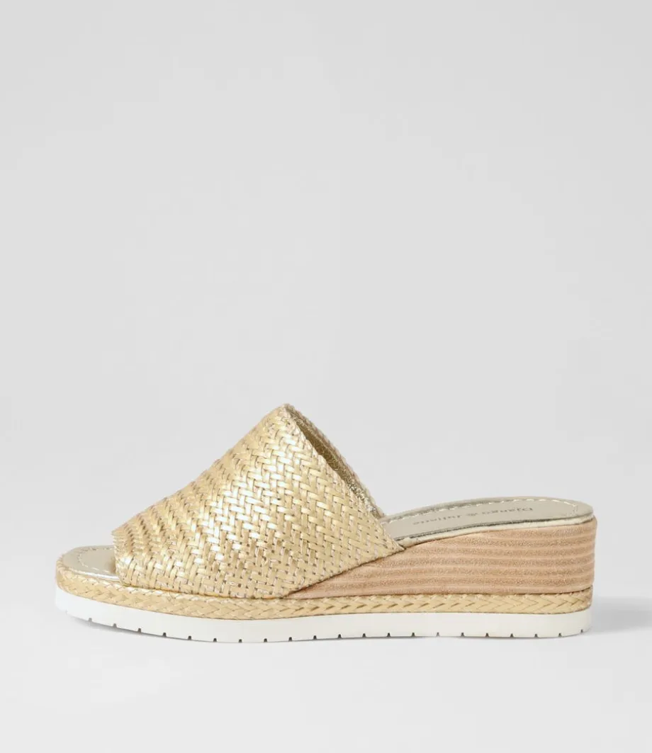 Izze Old Gold Weave Sandals
