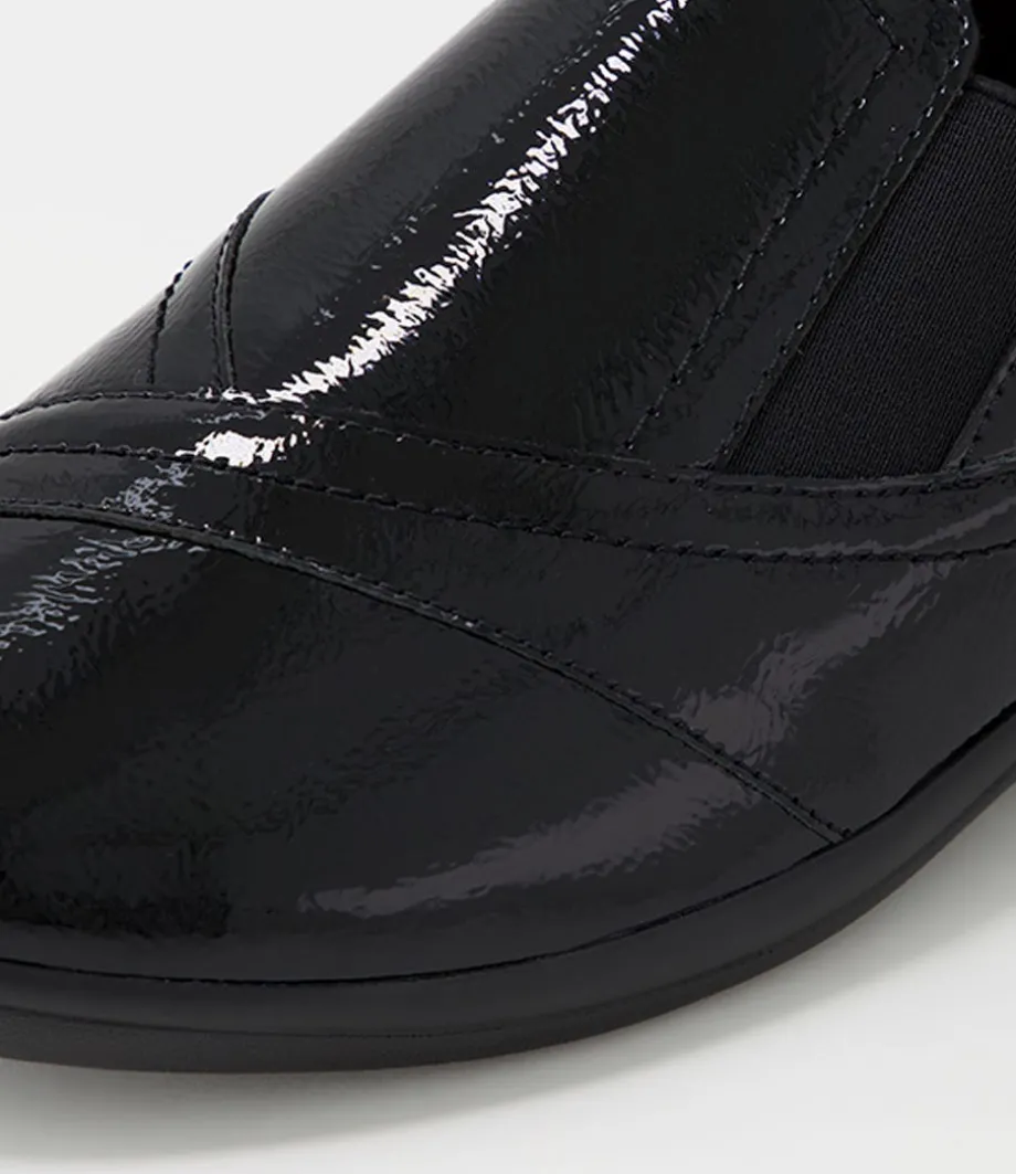 Java Xf Black Patent Leather Flat Shoes