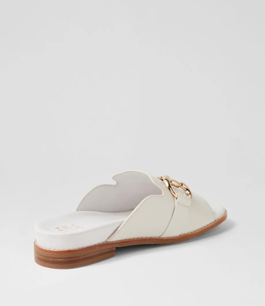 Jekkela W White Leather Slides