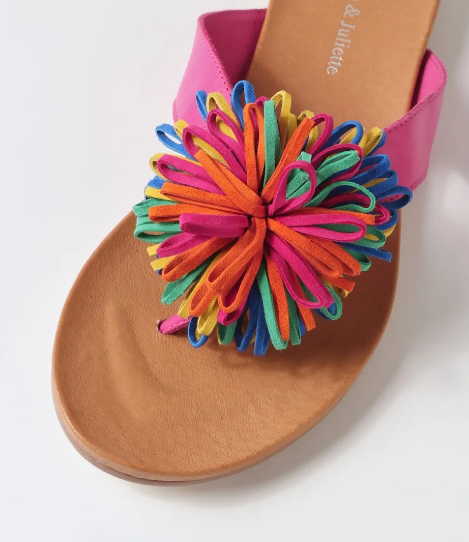Jillee Fuchsia Bright Leather Thongs