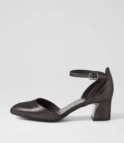 Jillie Black Shimmer Leather Heels