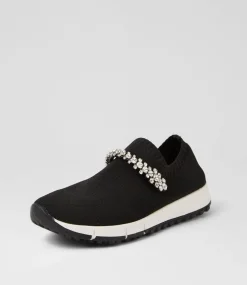 Jolo Black Silver Trim Fabric Sneakers