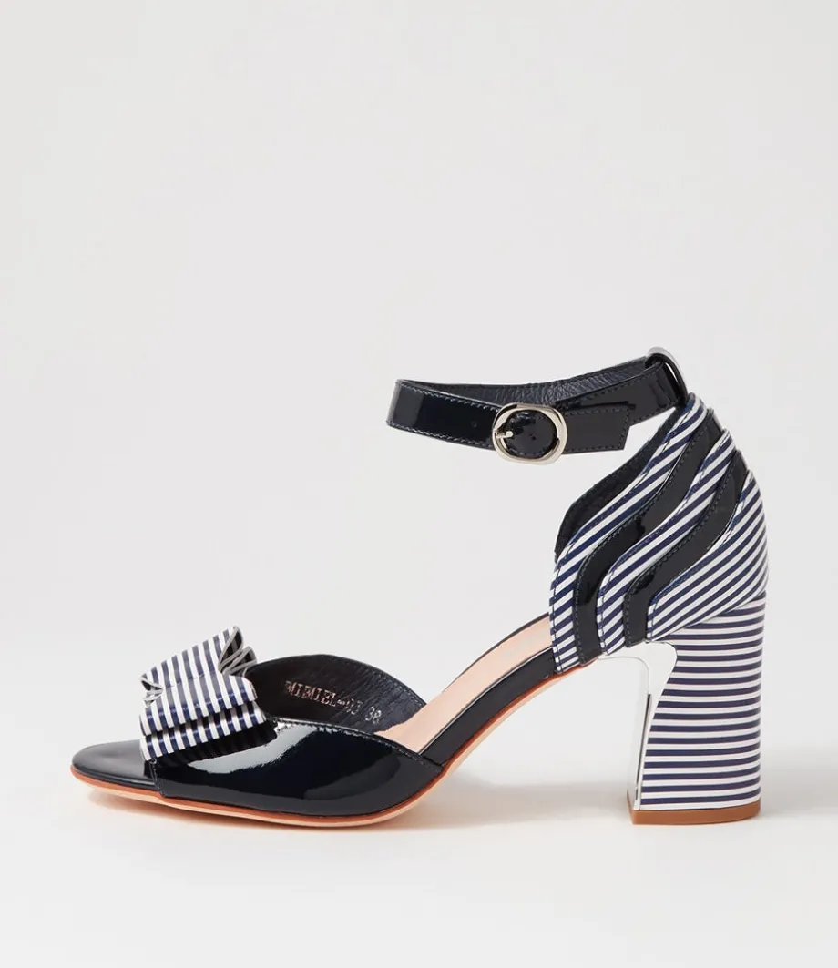 Kadmiel Navy Stripe Patent Leather Sandals