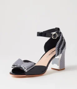Kadmiel Navy Stripe Patent Leather Sandals